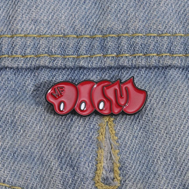 MF DOOM Red Cartoon Metal Badge