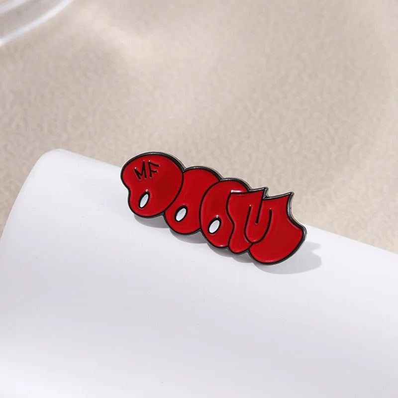 MF DOOM Red Cartoon Metal Badge