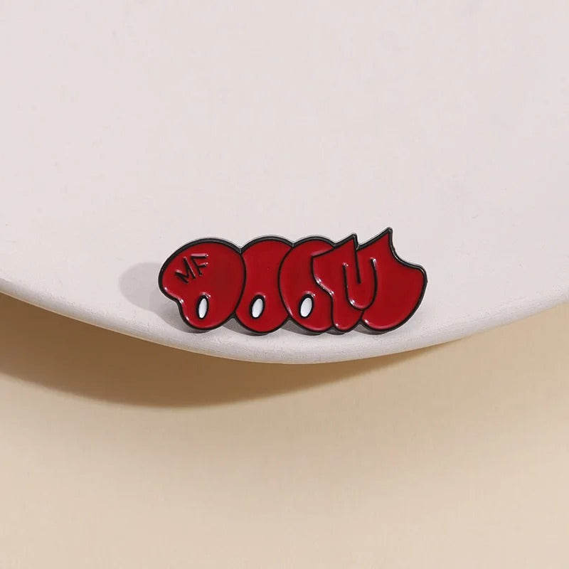 MF DOOM Red Cartoon Metal Badge